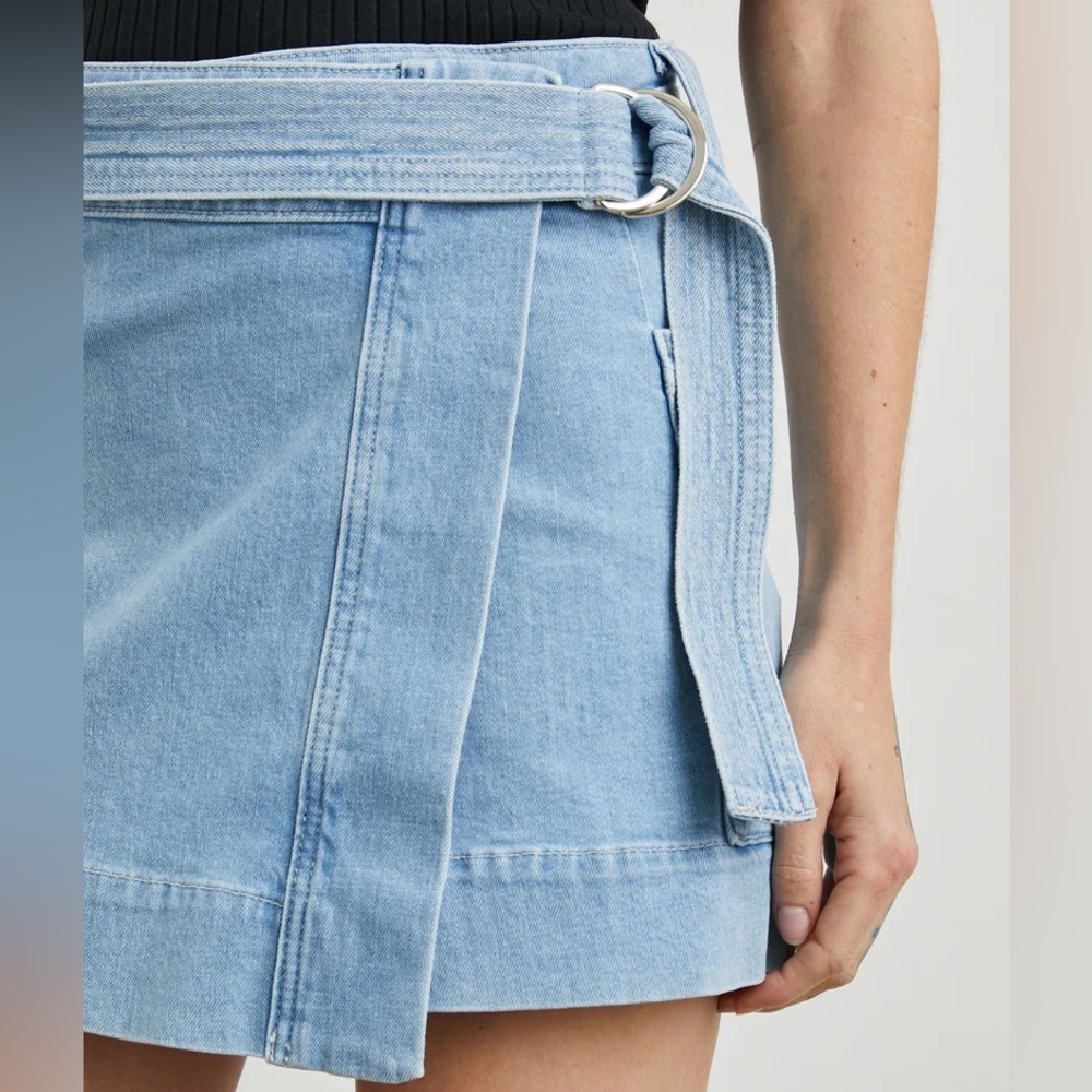 Rails Deanna Wrap Denim Mini Skirt with Belt Size Large - Picture 2 of 4